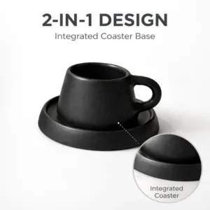 Modern Coffee Mug with Integrated Coaster