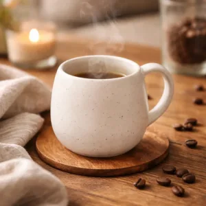 Handmade Ceramic Straw Mug – Natural Stoneware Coffee Mug