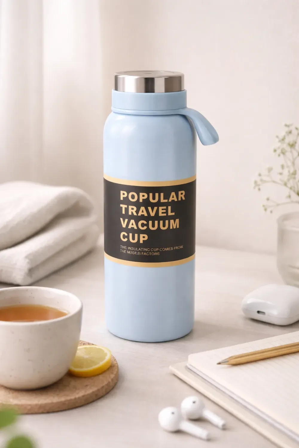 Light Blue Stainless Steel Thermal Mug – 500 ml