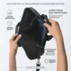 Black Padded Laptop Bag – Shockproof Business Handbag with Front Zipper Pocket