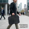 Black Padded Laptop Bag – Shockproof Business Handbag with Front Zipper Pocket