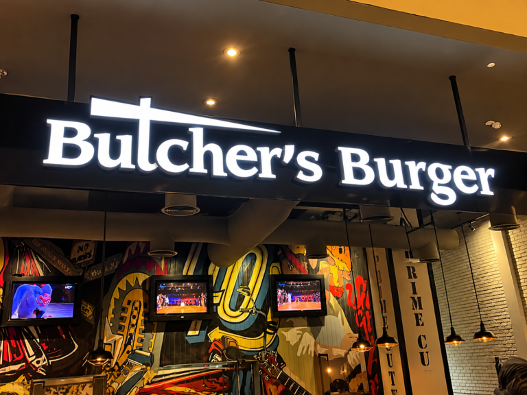 Butcher’s Burger illuminated storefront sign